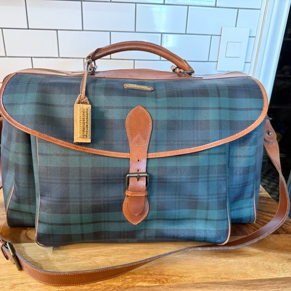 Vintage Polo Ralph Lauren Blackwatch plaid tartan travel bag